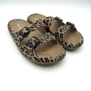 Weweya Shoes Womens Size 15 Leopard Print Slide Sandals Flip Flop‎ Buckles
